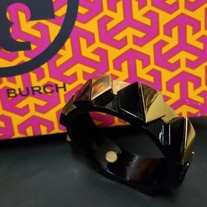 Tory Burch two toned hexagonal bangle